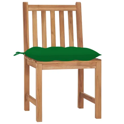 Chaises de jardin lot de 4 avec coussins Bois de teck massif 2