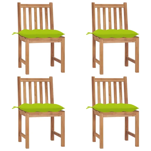 Chaises de jardin lot de 4 avec coussins Bois de teck massif