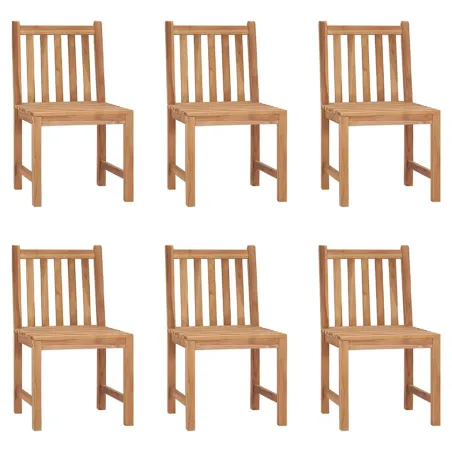 Chaises de jardin lot de 6 avec coussins Bois de teck massif