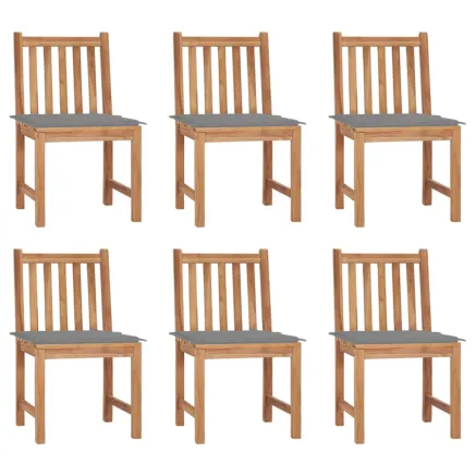 Chaises de jardin lot de 6 avec coussins Bois de teck massif