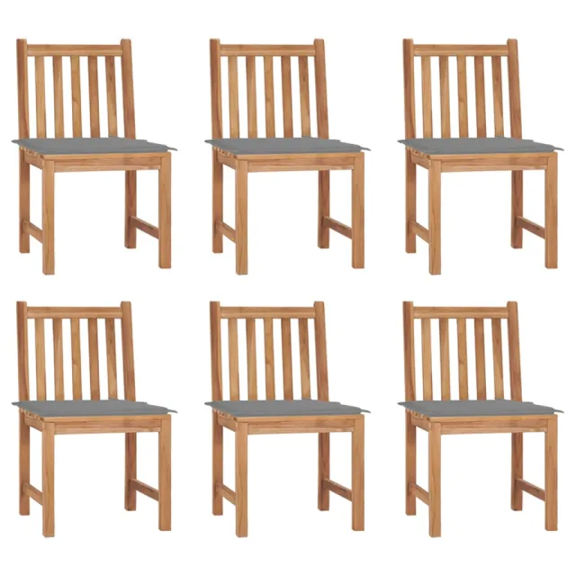 Chaises de jardin lot de 6 avec coussins Bois de teck massif