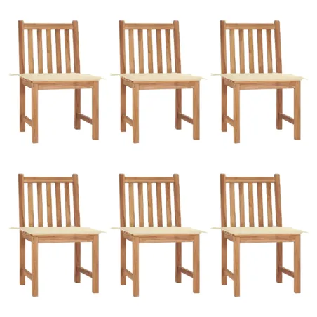 Chaises de jardin lot de 6 avec coussins Bois de teck massif