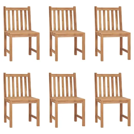 Chaises de jardin lot de 6 avec coussins Bois de teck massif