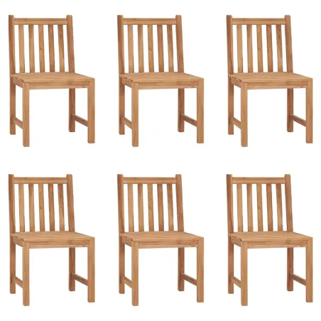 Chaises de jardin lot de 6 avec coussins Bois de teck massif