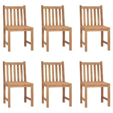 Chaises de jardin lot de 6 avec coussins Bois de teck massif