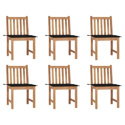 Chaises de jardin lot de 6 avec coussins Bois de teck massif