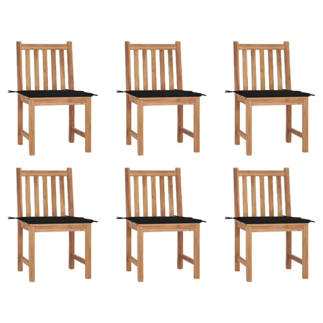 Chaises de jardin lot de 6 avec coussins Bois de teck massif