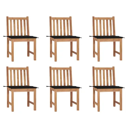 Chaises de jardin lot de 6 avec coussins Bois de teck massif