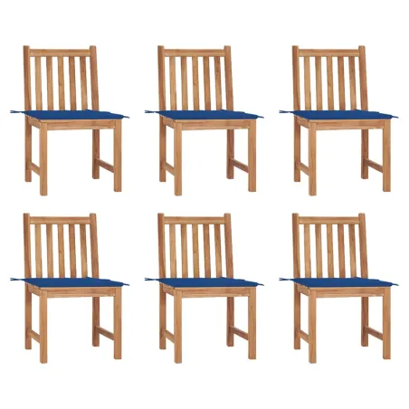 Chaises de jardin lot de 6 avec coussins Bois de teck massif