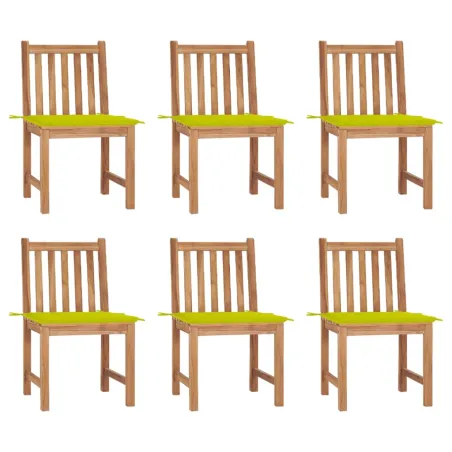 Chaises de jardin lot de 6 avec coussins Bois de teck massif