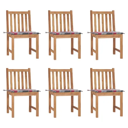 Chaises de jardin lot de 6 avec coussins Bois de teck massif