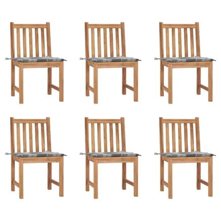 Chaises de jardin lot de 6 avec coussins Bois de teck massif