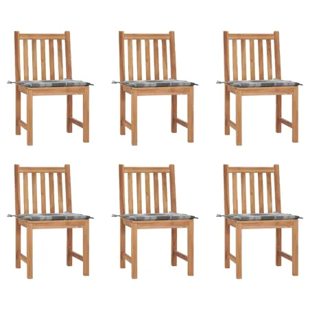 Chaises de jardin lot de 6 avec coussins Bois de teck massif