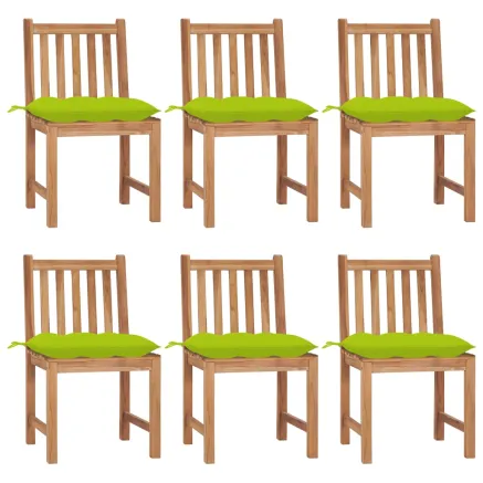 Chaises de jardin lot de 6 avec coussins Bois de teck massif