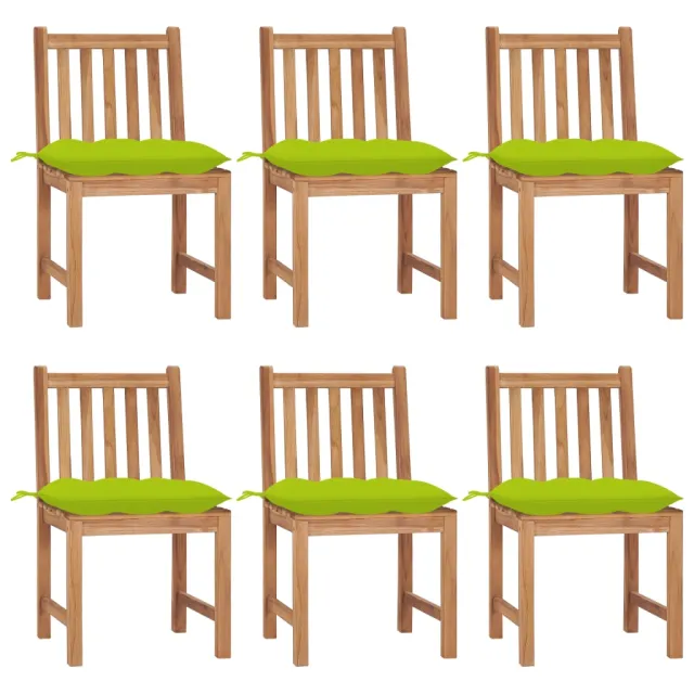Chaises de jardin lot de 6 avec coussins Bois de teck massif
