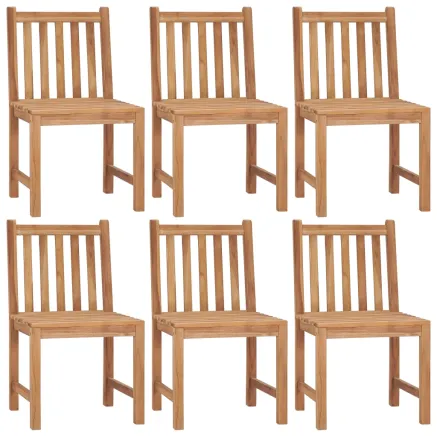 Chaises de jardin lot de 6 avec coussins Bois de teck massif 2