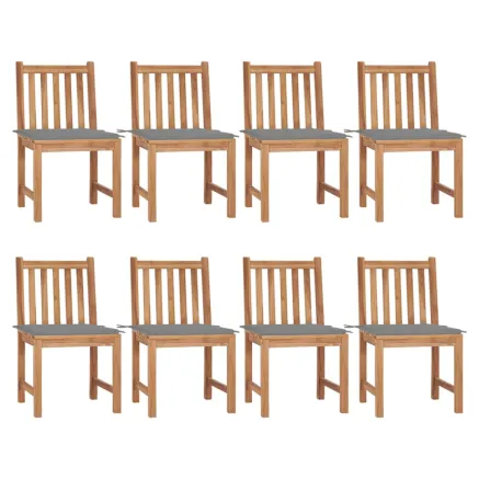 Chaises de jardin lot de 8 avec coussins Bois de teck massif