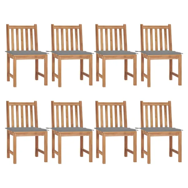 Chaises de jardin lot de 8 avec coussins Bois de teck massif