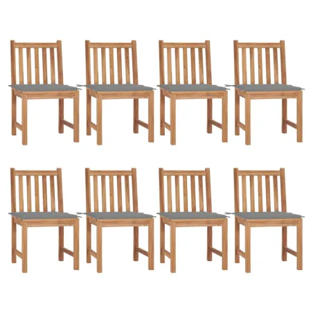 Chaises de jardin lot de 8 avec coussins Bois de teck massif