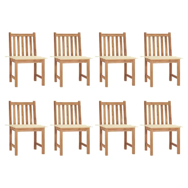Chaises de jardin lot de 8 avec coussins Bois de teck massif
