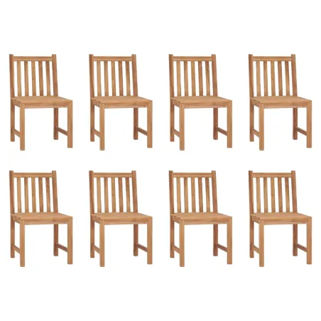 Chaises de jardin lot de 8 avec coussins Bois de teck massif