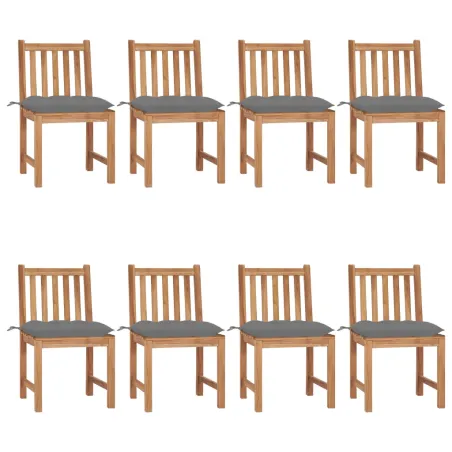 Chaises de jardin lot de 8 avec coussins Bois de teck massif