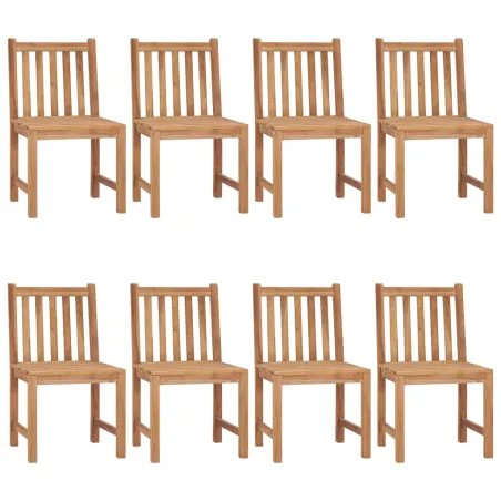 Chaises de jardin lot de 8 avec coussins Bois de teck massif