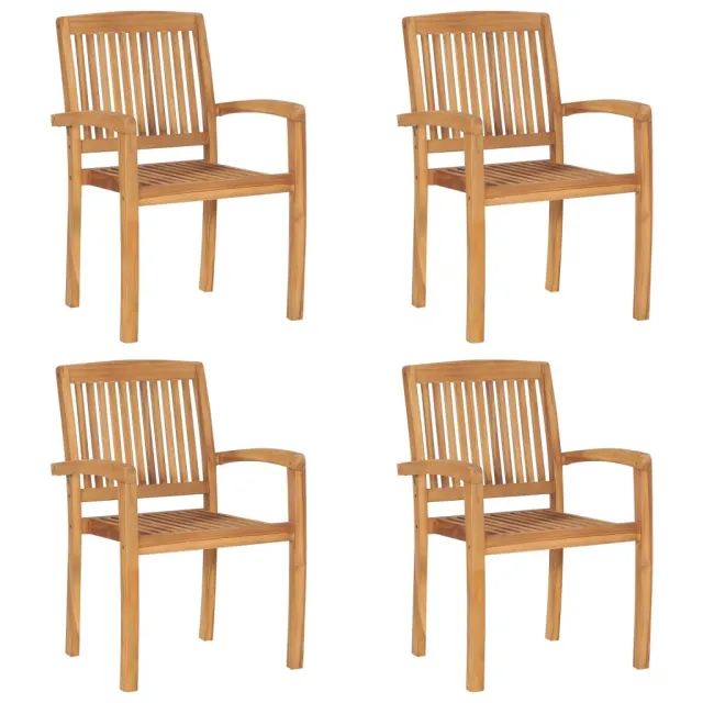 Chaises de jardin empilables lot de 4 Bois de teck solide