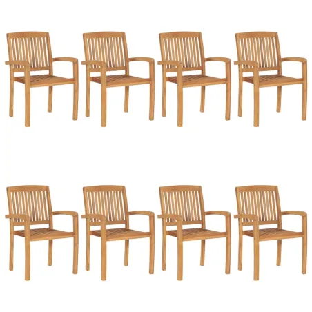 Chaises de jardin empilables 8 pcs Bois de teck solide