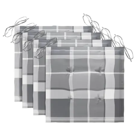 Chaises de jardin empilables avec coussins lot de 4 Teck solide