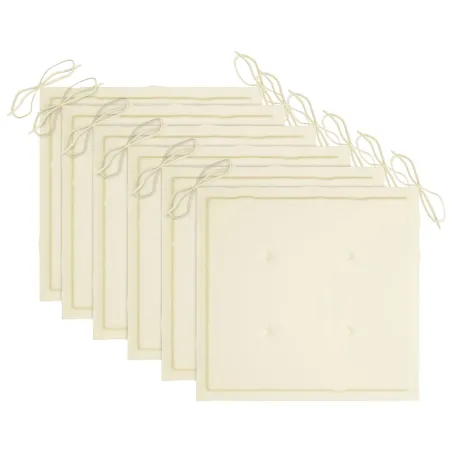 Chaises de jardin empilables avec coussins lot de 6 Teck solide