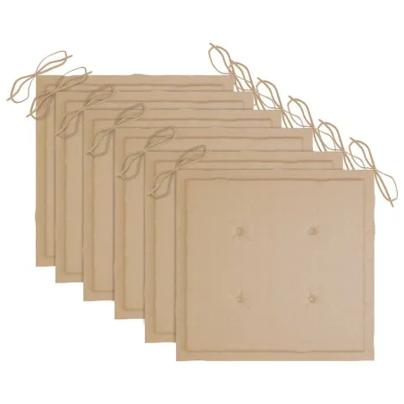 Chaises de jardin empilables avec coussins lot de 6 Teck solide