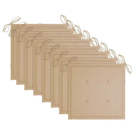 Chaises de jardin empilables avec coussins lot de 8 Teck solide