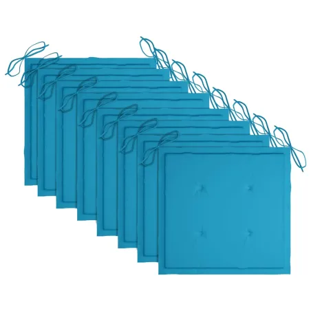 Chaises de jardin empilables avec coussins lot de 8 Teck solide