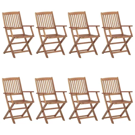 Chaises pliables d'extérieur lot de 8 Bois d'acacia solide