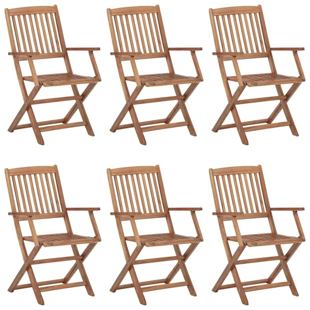 Chaises pliables de jardin lot de 6 avec coussins Bois d'acacia