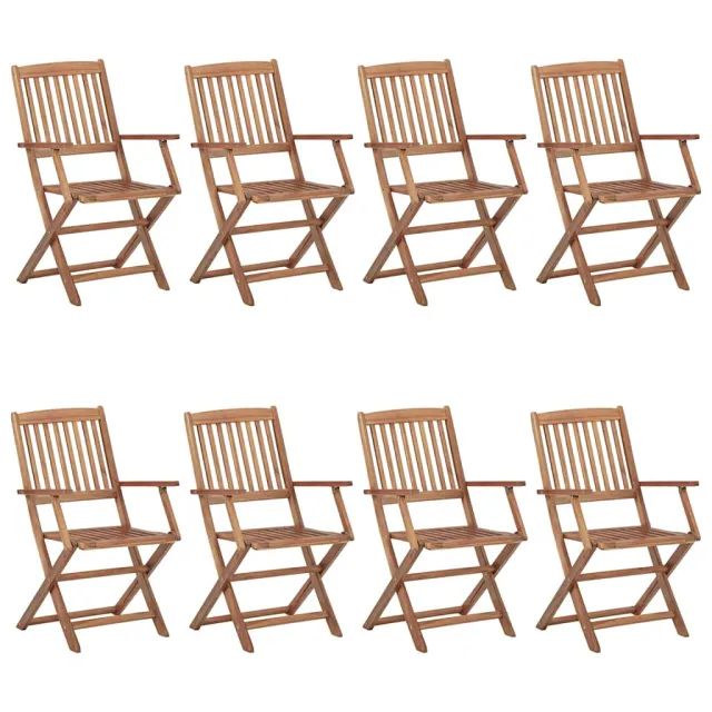 Chaises pliables de jardin lot de 8 avec coussins Bois d'acacia