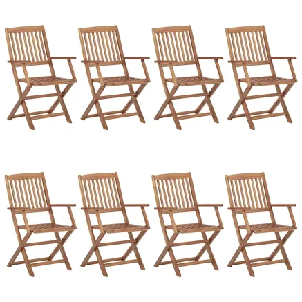Chaises pliables de jardin lot de 8 avec coussins Bois d'acacia 2