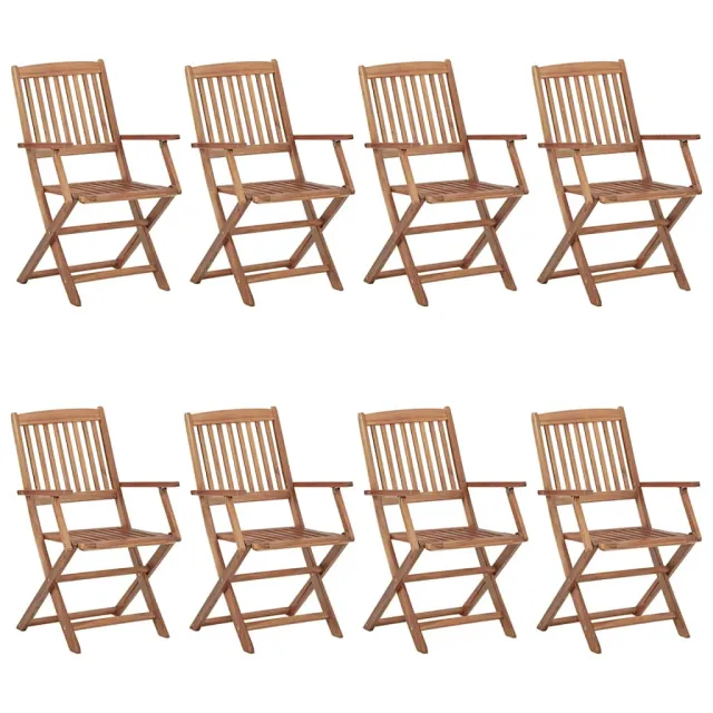 Chaises pliables de jardin lot de 8 avec coussins Bois d'acacia