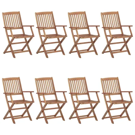Chaises pliables de jardin lot de 8 avec coussins Bois d'acacia 2