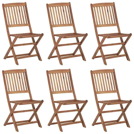 Chaises pliables de jardin lot de 6 avec coussins Bois d'acacia