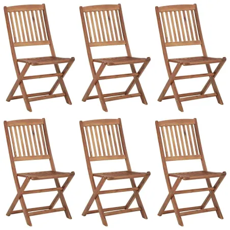 Chaises pliables de jardin lot de 6 avec coussins Bois d'acacia