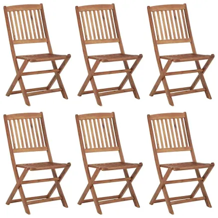 Chaises pliables de jardin lot de 6 avec coussins Bois d'acacia 2