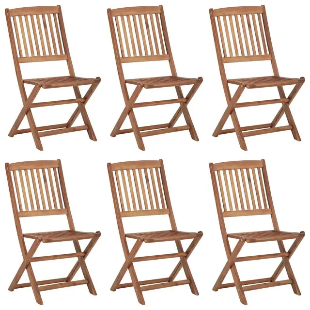 Chaises pliables de jardin lot de 6 avec coussins Bois d'acacia