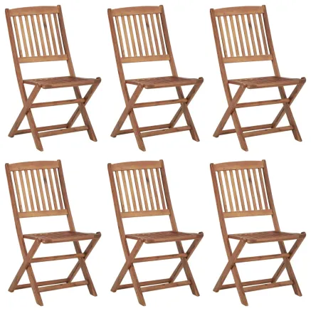 Chaises pliables de jardin lot de 6 avec coussins Bois d'acacia 2