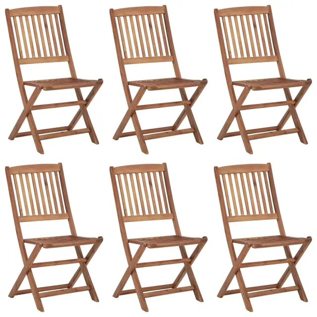 Chaises pliables de jardin lot de 6 avec coussins Bois d'acacia