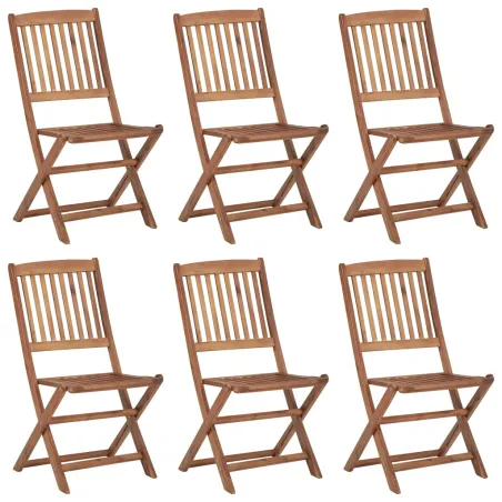 Chaises pliables de jardin lot de 6 avec coussins Bois d'acacia
