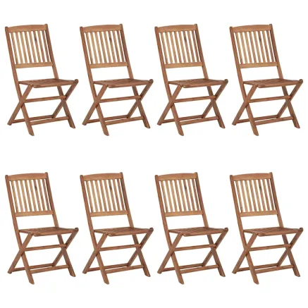 Chaises pliables de jardin lot de 8 avec coussins Bois d'acacia 2