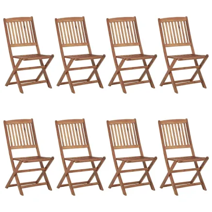Chaises pliables de jardin lot de 8 avec coussins Bois d'acacia 2