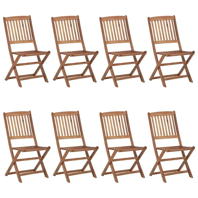 Chaises pliables de jardin lot de 8 avec coussins Bois d'acacia